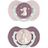 Difrax LOVI - Ciuccio dinamico - 18+ mesi - Classy Glow - Bambina - 2 pezzi | Brilla al buio, compatibile con l'allattamento al seno, senza BPA, prodotto nell'UE in Polonia