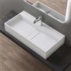 doporro Lavabo Bagno Sospeso Rettangolare Lavabo da Appoggio con Foro Rubinetto 80 x 40 x 14 cm Bianco Opaco Lavandino in Resina Minerale Ideale per Casa Ristorante e Hotel Design Colossum6028