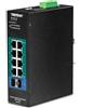 TRENDnet TI-PG102i 10-Port Industrial Gigabit L2 Managed PoE+ DIN-Rail Switch, 8