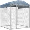 vidaXL Canile da Esterno con Tetto Robusto Sicuro con Serratura Box Gabbia Protezione Recinzione per Cani 193x193x225 cm in Acciaio Zincato Argento