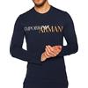 Emporio Armani - T-shirt da uomo - 111907 0A516 - T-shirt manica lunga, girocollo, Blu scuro/logo arancione, L
