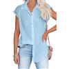 Xmrtxx Camicia Donna Elegante Blusa con Scollo a V Casual Lino Bluse e Camicie Manica Corta Camicette con Bottoni Tinta Unita Estiva Classico Cotone Camicetta