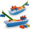 Toyland® 41cm (16) Nave da carico Colorata da con Porte mobili, Gru e 6 contenitori in plastica - Giocattolo Acquatico Galleggiante per Bambini - Giochi da Piscina e da Bagno - 3 Anni +