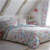 Dreams & Drapes - Giardino Fiore, Farfalla & Uccello Copripiumino - Letto Matrimoniale Reversibile Design (2 Colori) - Facile da pulire e lavabile - Biancheria da letto Vintage Fiori in Blu - Bianco &