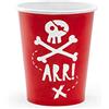 PartyDeco KPP15-007-EU3 - Bicchieri in carta - Pirati (rosso) - 220 ml (7,4 oz) - 6 pezzi