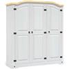 vidaXL Legno di Pino Messicano Armadio Corona Range 3 Ante Rustico Robusto Guardaroba con Ripiano Superiore e Barra Appendiabiti Arredi Casa Bianco