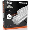 Eurocali 2 Plafoniere LED 150 cm con 2 Tubi 30W 4800 lumen Professionale Impermeabile IP65 Doppio Neon LED T8 - Luce Bianco Naturale 4000K - Industriale - Sostituzione Neon