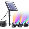 PChero Luci solari sommergibili RGB 3 in 1, impermeabili per laghetti, giardino, cortile, acquario