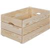 Inter Link - Cassa in Legno Massello Impilabile per Frutta, Verdura, Vino - Pratica e Salvaspazio per Giardino, Bagno, Stanza dei Giochi - 65 x 31,5 x 23cm Valloni L