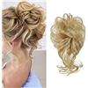 Generic Chignon per donne Chignon disordinato Pezzo Scrunchie Estensioni dei capelli Updo arruffati Chignon con elastico Estensioni coda di cavallo ricci ondulati Chignon sintetico per donne Ragazze Chignon