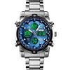 SKMEI Orologio da polso da uomo, impermeabile, militare, analogico, digitale, con cronografo a LED, multi ora, in acciaio inox, da uomo, 1389-blu, 2.28*1.89*0.63 inches, Sportivo