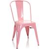 HJH Office 645051 Bistrot da Bar VANTAGGIO COMFORT Impilabile in Metallo, Pranzo Design Industriale, Rosa
