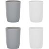 Topsky Set 4 Bicchieri Denti, plastica, Adulti, Adolescenti, Bambini (280ml, Grigio + Bianco). Pratici, sicuri, Lavabili, Perfetti per Viaggi e Uso Quotidiano.