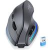 ECHTPower 2024 Upgrade Mouse Verticale Senza Fili 2.4GHz, 4800 DPI a 6 Livelli Regolabili, Porta Type-C, Scatto Silenzioso, con LED RGB, Mouse Ergonomico per Laptop, Desktop, PC, Macbook