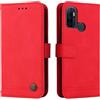 SEAHAI Cover per Oppo A53s / Oppo A53, Ultra Sottile Custodia Premium Pelle Portafoglio Kickstand Slot per Schede [RFID Blocking] TPU Antiurto Flip Cover Libro - Rosso