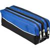 YNR Arpan Triplo Tasca Zip Rettangolare Grande Tessuto Astuccio - Scuola Make-Up (Nero) - Blu