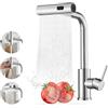 JOOM Cascata Rubinetto Lavello Cucina, Alta Pressione Miscelatore Cucina con Doccetta Estraibile, Dispone di Rubinetto Cucina con Doccetta Estraibile con 3 Modalità di Spruzzo,Placcatura in argento