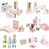 Giant Bean Set Mobili Casa Bambole Legno 36 Pezzi Rosa