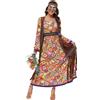 JONRRYIN Costume Hippie Donna, Vestito Hippie Donna, Abbigliamento da Disco, Anni '60 da Donna con Gilet a Frange, Accessori Hippie per Festa a Tema, Carnevale, Halloween (L)