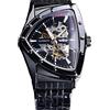 FORSINING Triangolo Scheletro Uomo Automatico Meccanico Orologio di Lusso Oro Nero Acciaio Inossidabile Orologi Impermeabile Luminoso, nero