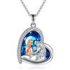 YAFEINI Collana con Cavallo Ciondolo per Ragazze Collana in Argento Sterling 925 Regalo di Gioielli per Donne Amiche (Collana con cuore in cristallo blu cavallo)