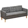 DecHome - Divano 3 Posti Moderno in Tessuto Grigio con Vano Contenitore 166.5x62x82cm