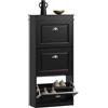 SoBuy Scarpiera Salvaspazio Slim Mobiletto da Ingresso 3 Ante a Ribalta, Armadio Portascarpe Scarpiera Moderna per Ingresso, Corridoio o Camera da Letto 53x24x117cm Nero FSR94-SCH