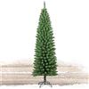 Ki christmas Albero di Natale Super Folto Pino Slim Salvaspazio Verde Base Croce in Ferro Pieghevole Folto Realistico Colore Verde Rami Uncino Facile Montaggio e Ignifugo (150cm)