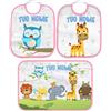 csm informatica Set Asilo con nome sacchetto porta bavaglini, tovaglietta/asciugamano personalizzati (Set 2 Bavette Bavaglino Asilo + Asciugamano personalizzabile con nome Animali della foresta Bordo Rosa)