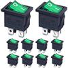 Taiss 10 pezzi interruttore a bilanciere 2 posizioni DPST ON OFF 4 Pin Mini Interruttore a Levetta con verde Luce a LED 10A 220-250VAC Universale,per Auto,Camion,Elettrodomestici KCD1-4-201N-G