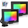 SKYWORLD 2 pezzi 50W Faretti RGB da Esterno,Impermeabile Faretti Led Colorati da Esterno con Telecomando,Proiettori Faretti Cambio Colore RGB Modalità di Strobo per Vacanze Feste Halloween