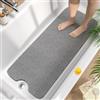 HITSLAM Tappetino Vasca Antiscivolo da Bagno 100x40cm, Extra lungo Tappetino Doccia Antiscivolo, PVC Morbido Loofah Tappetino Bagno, Asciugatura Rapida Tappeto Vasca, Senza Ventosa, Grigio