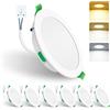 ALUSSO LIGHTING Faretti LED da Incasso per Cartongesso,15W 1250LM 230V Luci da Soffitto Interno,Foro Incasso Ø140-160mm,3CCT 3000K 4000K 6500K Faretto led incasso IP44 per Cucina,Bagno,Set di 6,Bianc