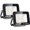 PICAA Faretto LED da Esterno, 2X 20W Faro da Lavoro a LED Bianca Caldo, luce di sicurezza LED,Proiettore Super Luminoso, Proiettore da Costruzione per Campeggio, Riparazione Auto
