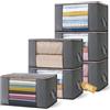 Boic 6 Pezzi Scatole Per Armadio 90L, Pieghevole Organizer Salvaspazio Per Vestiti, Contenitori Per Trapunte, Coperte, Biancheria Da Letto - Grigio