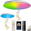 chysongoods Φ50cm 55W Sternenhimmel Musik Deckenlampe Kompatibel Mit Google Home Kompatibel Mit Bluetooth Lautsprecher Deckenleuchte LED RGB Farbwechsel Dimmbar für Küche Schlafzimmer Wohnzimmer