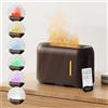 Ankrs Diffusore di Oli Essenziali con Effetto Fiamma, Aggiornata Fiamma a 7 Colori, Aroma Diffusore con Telecomando, 3 Timer, LED Luce Regolabile, Spegnimento Automatico (Venatura del Legno Scuro)