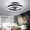 OMGPFR Reversibile Ventilatore da Soffitto con Luce e Telecomando Silenzioso 6 Velocita Camera LED Lampada Ventilatore Soffitto Soggiorno Moderno 24W Dimmerabile Plafoniera con Timer, Nero 40CM