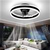 OMGPFR Reversibile Ventilatore da Soffitto con Luce e Telecomando Silenzioso 6 Velocita Camera LED Lampada Ventilatore Soffitto Soggiorno Moderno 24W Dimmerabile Plafoniera con Timer, Nero 50CM