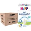 HiPP - Latte 2 Combiotic di Proseguimento Bio, Latte in Polvere per Neonati, Indicato dal 6° Mese Compiuto, 4 Confezioni da 600 g