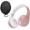 PowerLocus Cuffie Bluetooth Senza Fili Over-Ear Cuffie Stereo Pieghevoli Auricolari, Wireless Cuffie Riduzione del Rumore con Microfono per iPhone, Samsung, LG, iPad, PC, iPod (Oro Rosa)