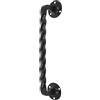 Amig - Maniglione per porte di passaggio o d'ingresso Modello 103 | 240 mm | Maniglia con placca in acciaio e tirante in Zamak | Finitura nera | Include rosetta | Stile rustico forgiato a mano