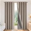 Joydeco Tende oscuranti al 100% in lino naturale, lunghe 228,6 cm, set di 2 pannelli, per camera da letto e soggiorno, oscuranti, isolamento termico, con tasca per asta (132 x 228 cm, lino)