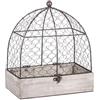 Rayher voliera, gabbia per uccelli deco vintage, 25 x 14 x 28 cm, con base in legno, coperchio in filo metallico opaco, marrone antico, 46347000