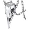 FaithHeart Collana Argento Corvo Vichingo Teschio Vuoto 3D Talismano Hugin e Munin Uomo Acciaio Halloween Vichinga Corvo Nero Oro Regalo Creativo Compleanno