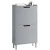 SoBuy Scarpiera Salvaspazio Slim da Ingresso Mobile Portascarpe con 2 Ante a Ribalta Regolabili in Legno Armadio Scarpiera Alta e Stretta per Corridoio, 50x19x90 cm, Grigio, FSR151-HG