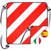 Liebfit Segnale d'avvertenza riflettente 2 in 1 per Italia e Spagna in alluminio con 4 x cinghie di fissaggio per portapacchi posteriore, porta-bicicletta, camper 50 x 50 cm