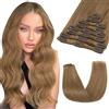 UK-Fashion-Shop UK FASHION SHOP Extension Clip Capelli Veri 100% Remy Human Hair Lisci Lunghi Umani Naturali Donna Bellezza,8 Fasce 45 Cm (70 G) 06# Castano Scuro
