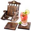 Divit Coasters Divit Sottobicchieri per Drink in legno, Eco-friendly, Assorbenti, sottobicchieri fatti a mano dall'aspetto antico, Set di 6 (Rocking Chair)