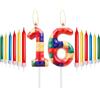 mciskin blocchi tema candele per compleanno, numero 16 candele, rosso, giallo, verde, blu, candle per torte,colore candles per ragazzi e ragazze 16° compleanno decorazioni per feste